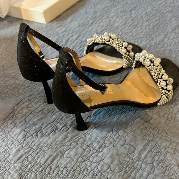 Betsey Johnson Black Pearl Embellished Heels - Picture 7 of 11